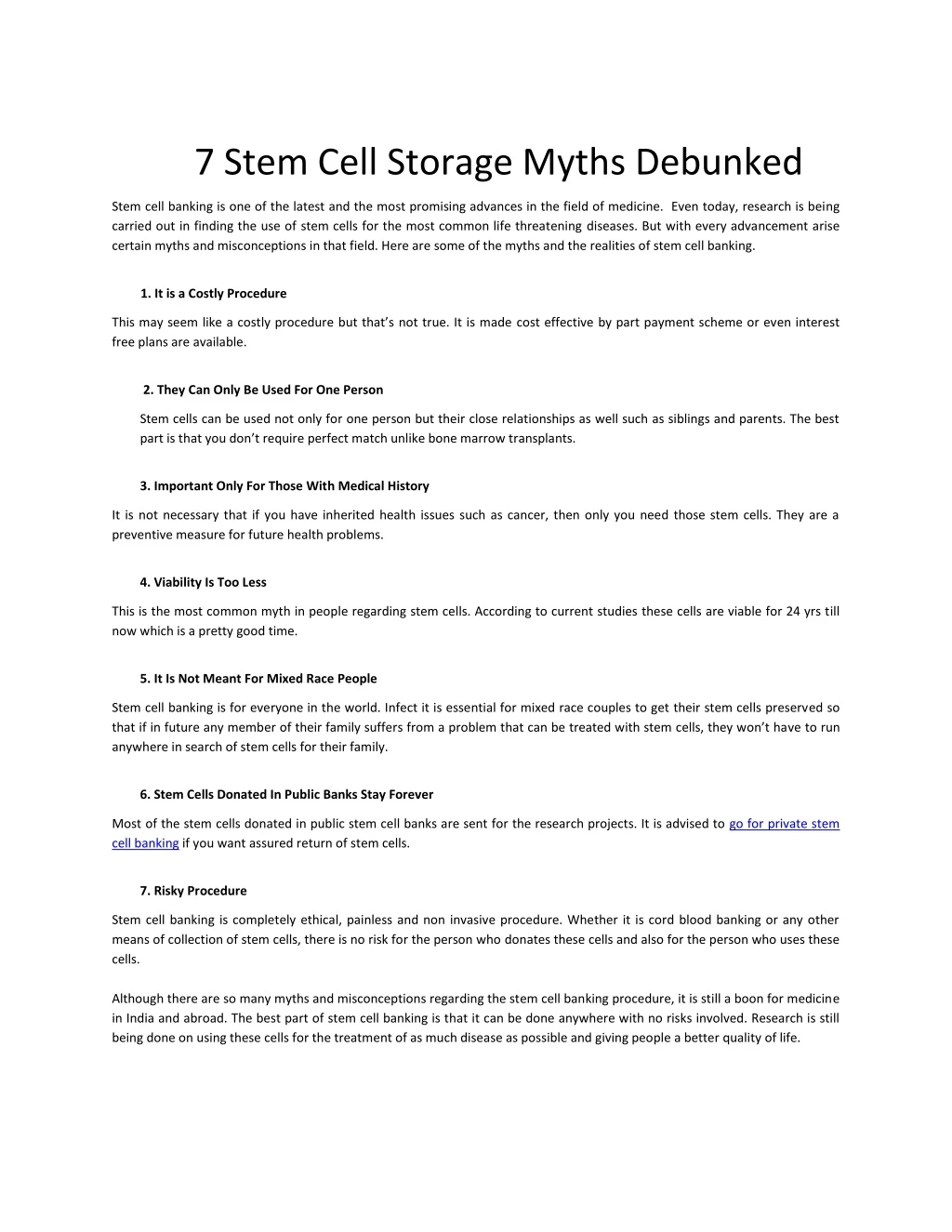 7 stem cell storage myths debunked