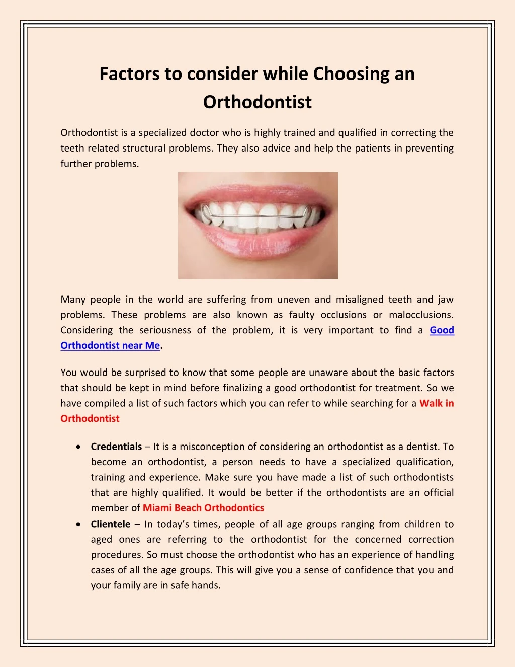 factors to consider while choosing an orthodontist