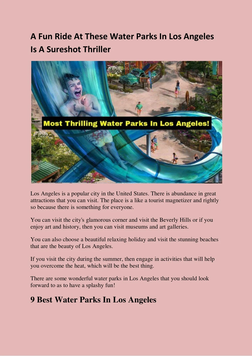 a fun ride at these water parks in los angeles