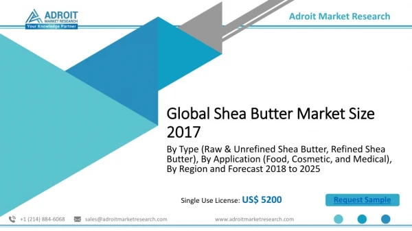 Shea Butter Market Size, Share, Analysis, Trends & Forecast (2018-2025)