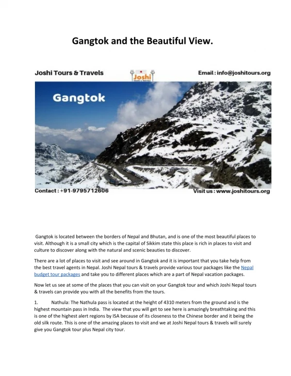 Gangtok and the Beautiful View.