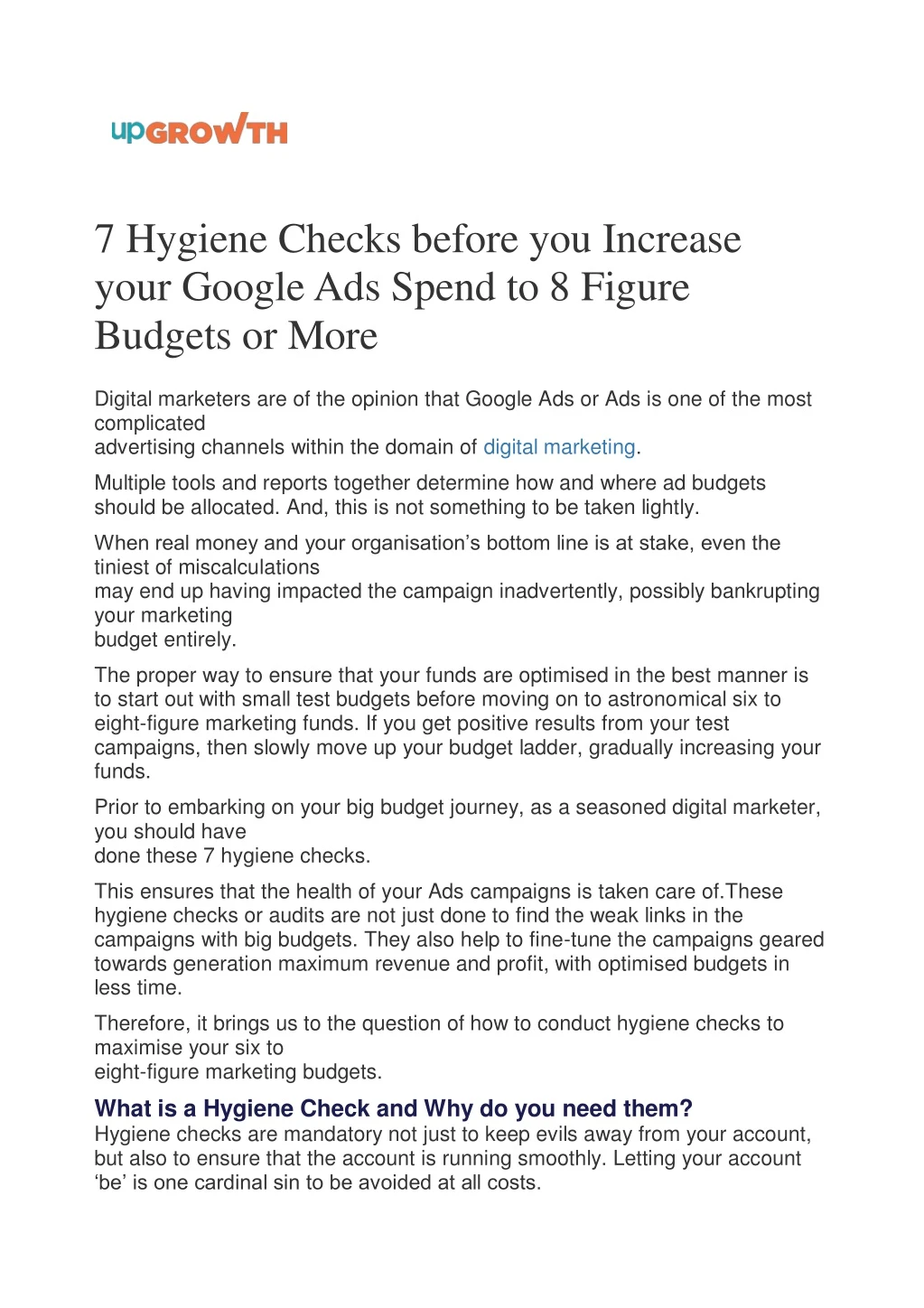 7 hygiene checks before you increase your google