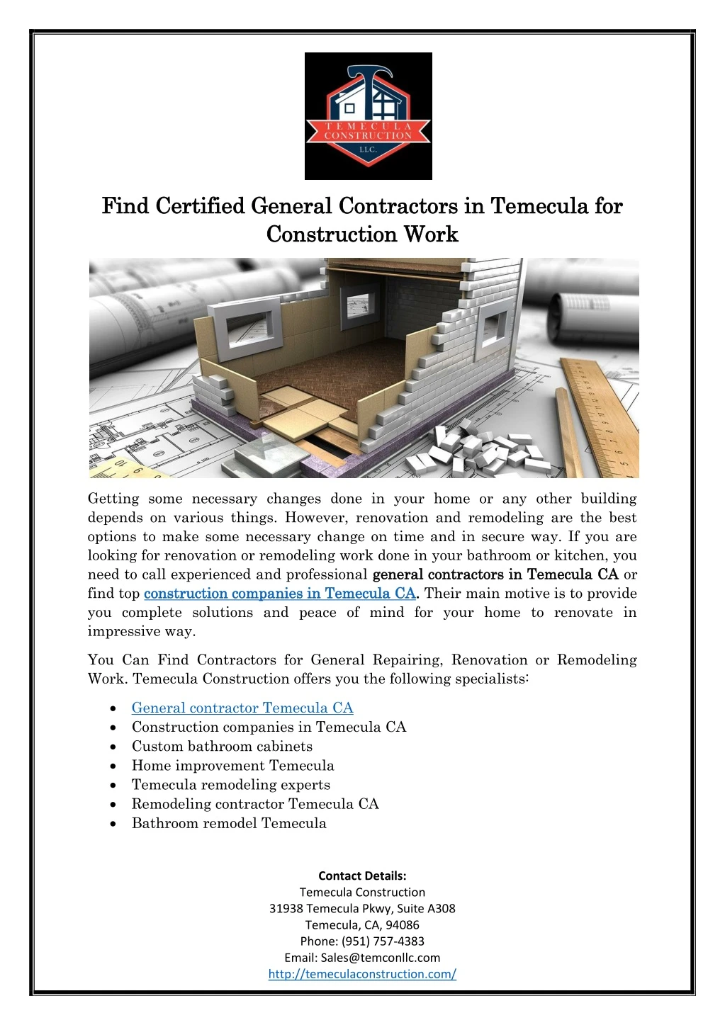 find certified general contractors in temecula