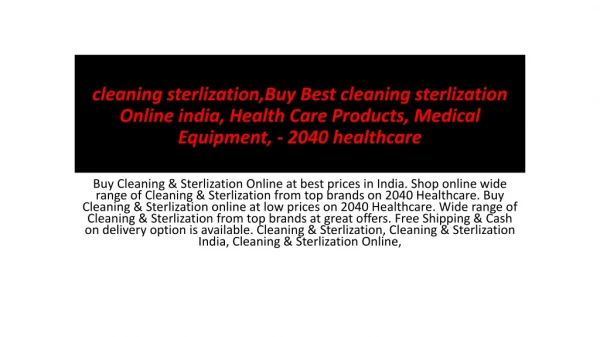 cleaning sterlization,Buy Best cleaning sterlization Online india, Health Care Products, Medical Equipment, - 2040 healt