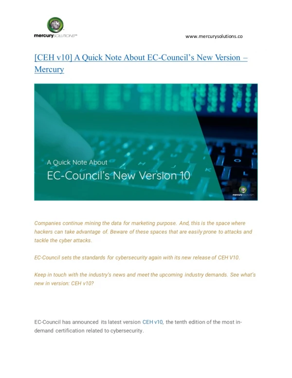 [CEH v10] A Quick Note About EC-Council’s New Version - Mercury