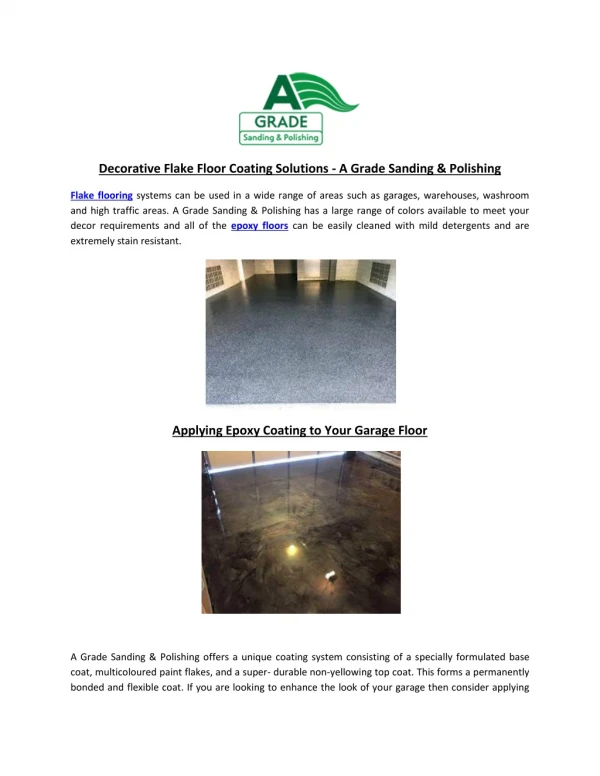 Decorative Flake Floor Coating Solutions