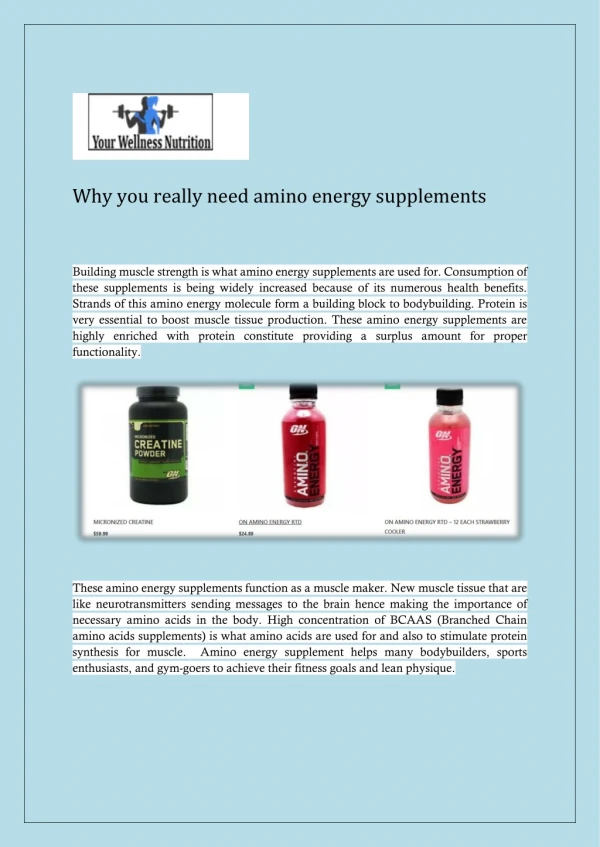 Why you really need amino energy supplements