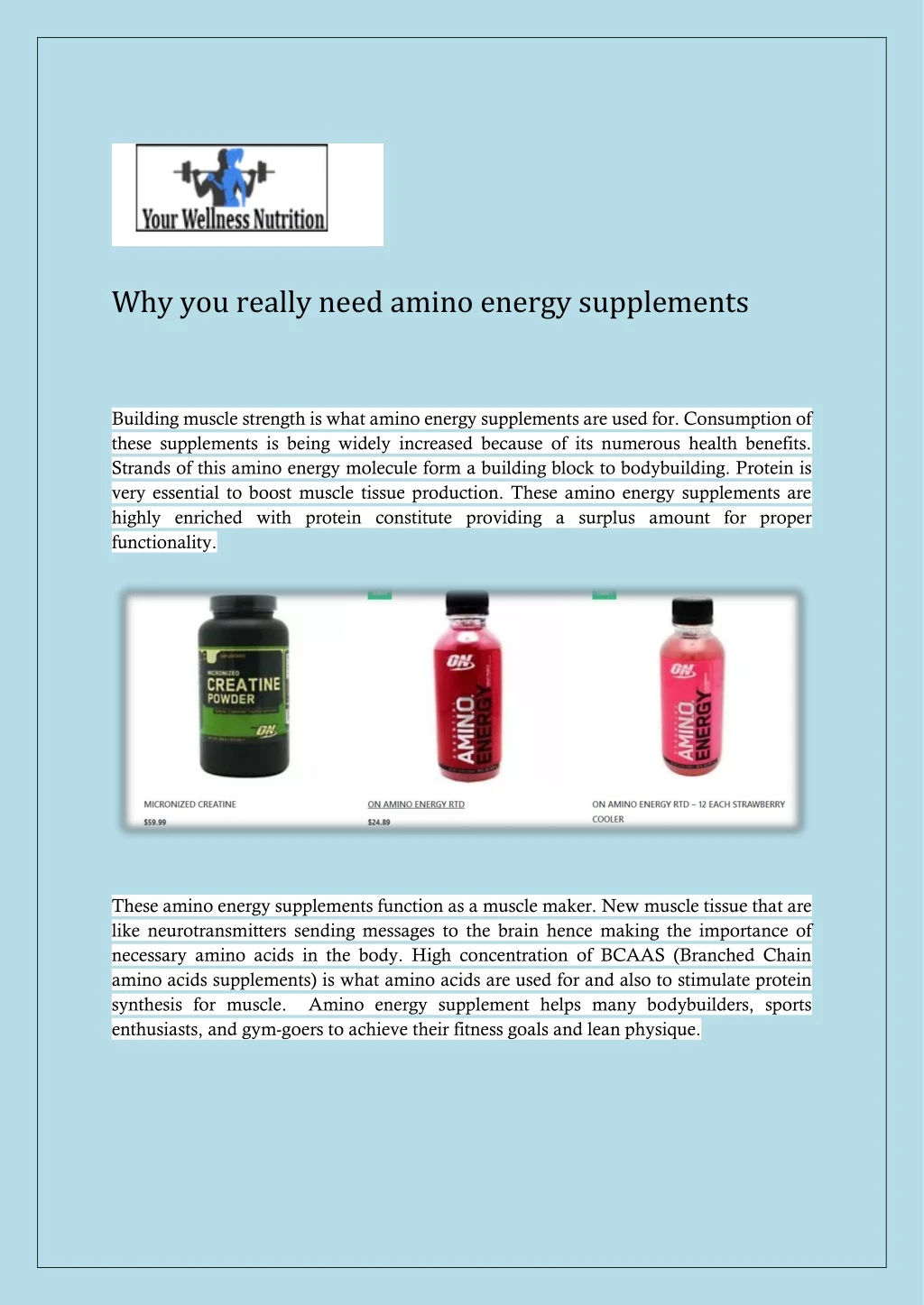 why you really need amino energy supplements