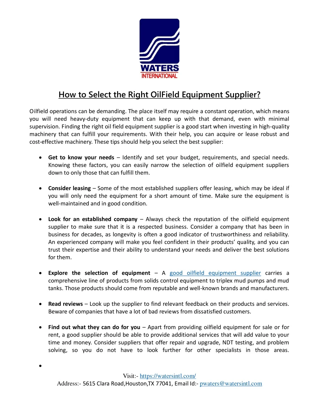 how to select the right oilfield equipment