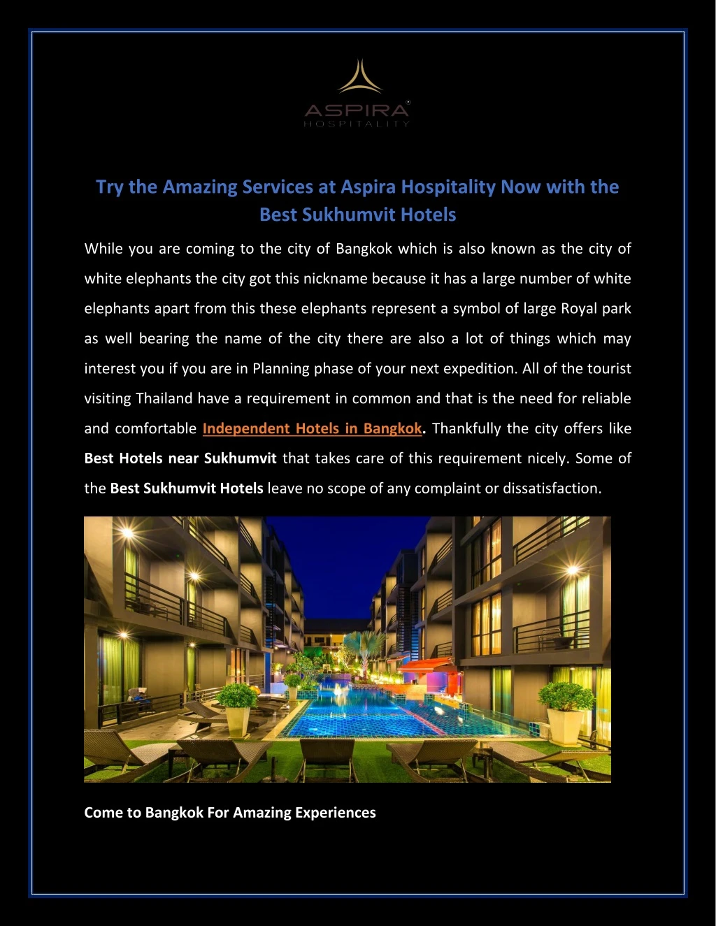 try the amazing services at aspira hospitality