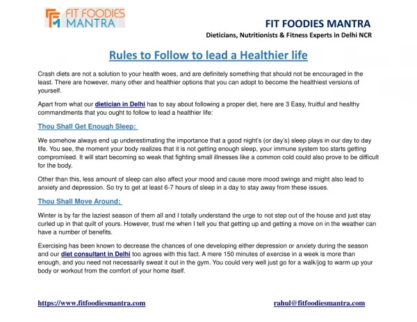 rules to follow to lead a healthier life