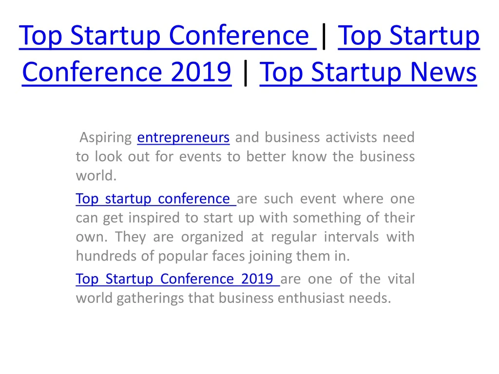 top startup conference top startup conference