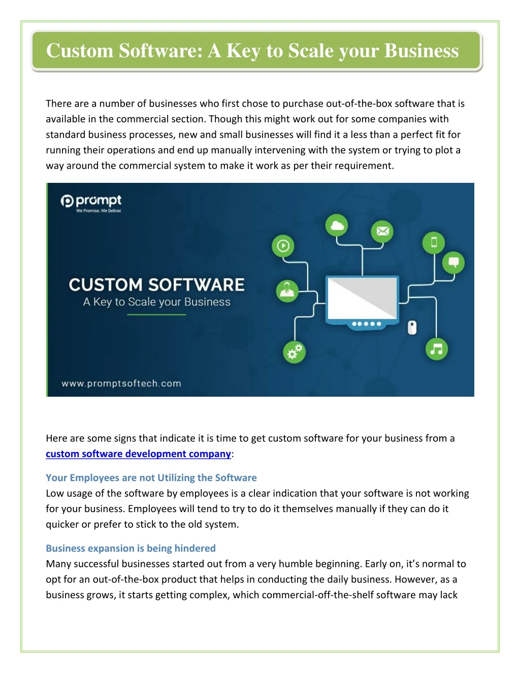 custom software a key to scale your business