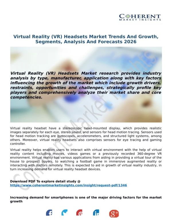 Virtual Reality (VR) Headsets Market Trends And Growth, Segments, Analysis And Forecasts 2026