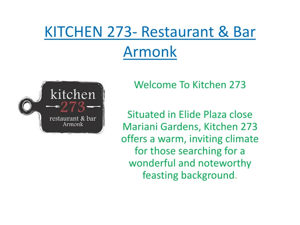 kitchen 273 restaurant bar armonk
