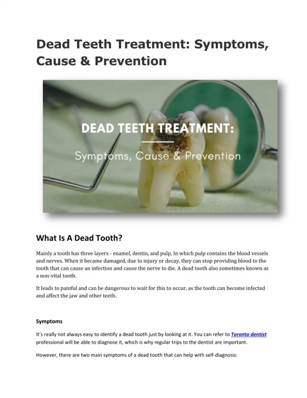 Dead Teeth Treatment: Symptoms, Cause & Prevention