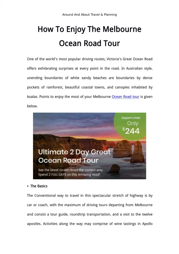 How To Enjoy The Melbourne Ocean Road Tour