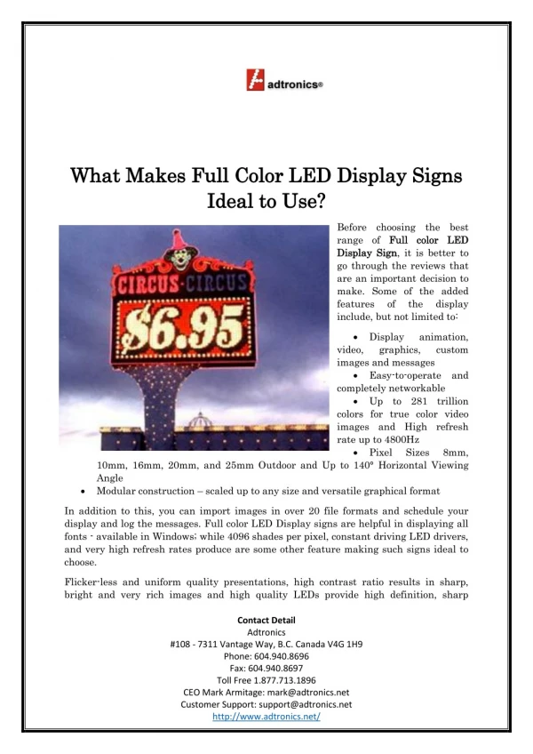 What Makes Full Color LED Display Signs Ideal to Use?