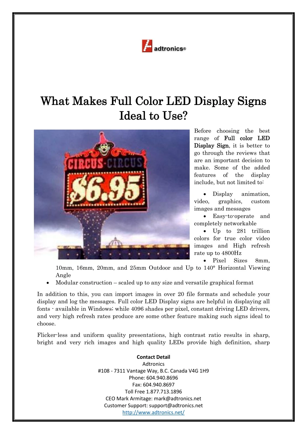 what makes full color led display signs what