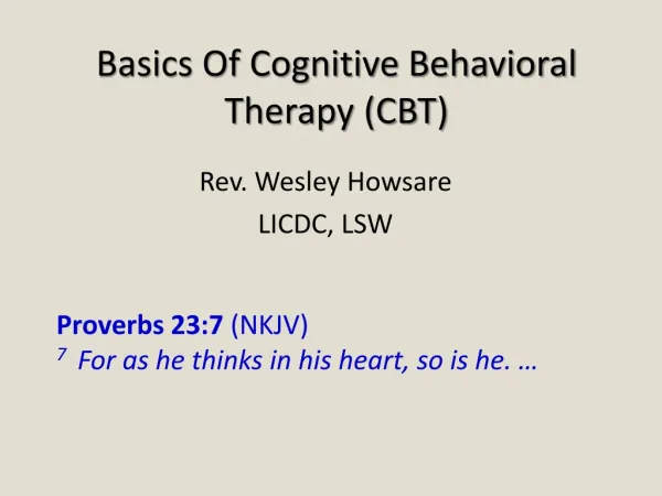 Basics Of Cognitive Behavioral Therapy (CBT)