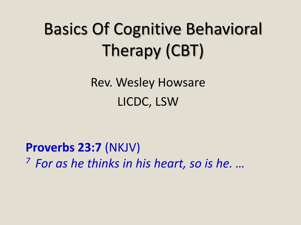 basics of cognitive behavioral therapy cbt