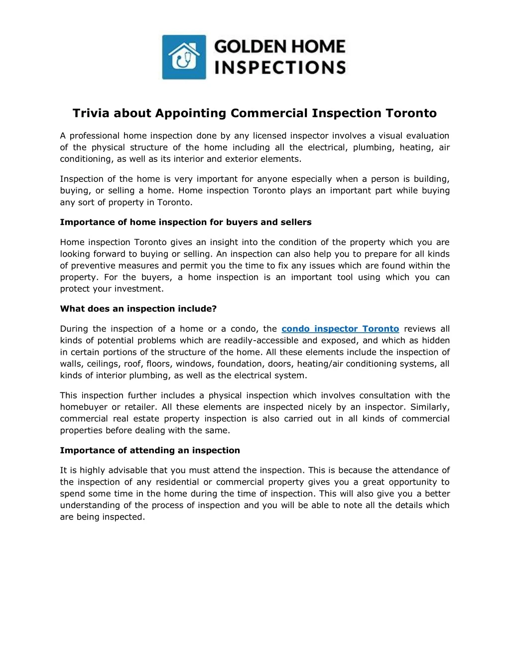 trivia about appointing commercial inspection