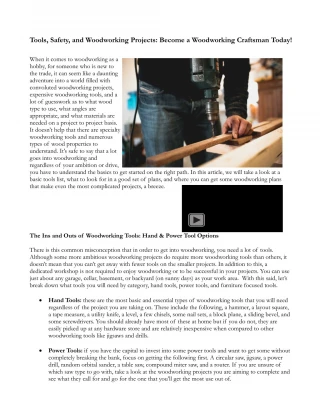Tools, Safety, And Woodwork Projects: Become A Woodworking Craftsman Today. - slide 1