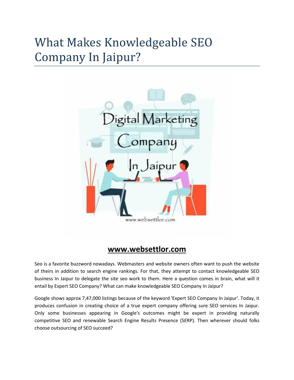 what makes knowledgeable seo company in jaipur