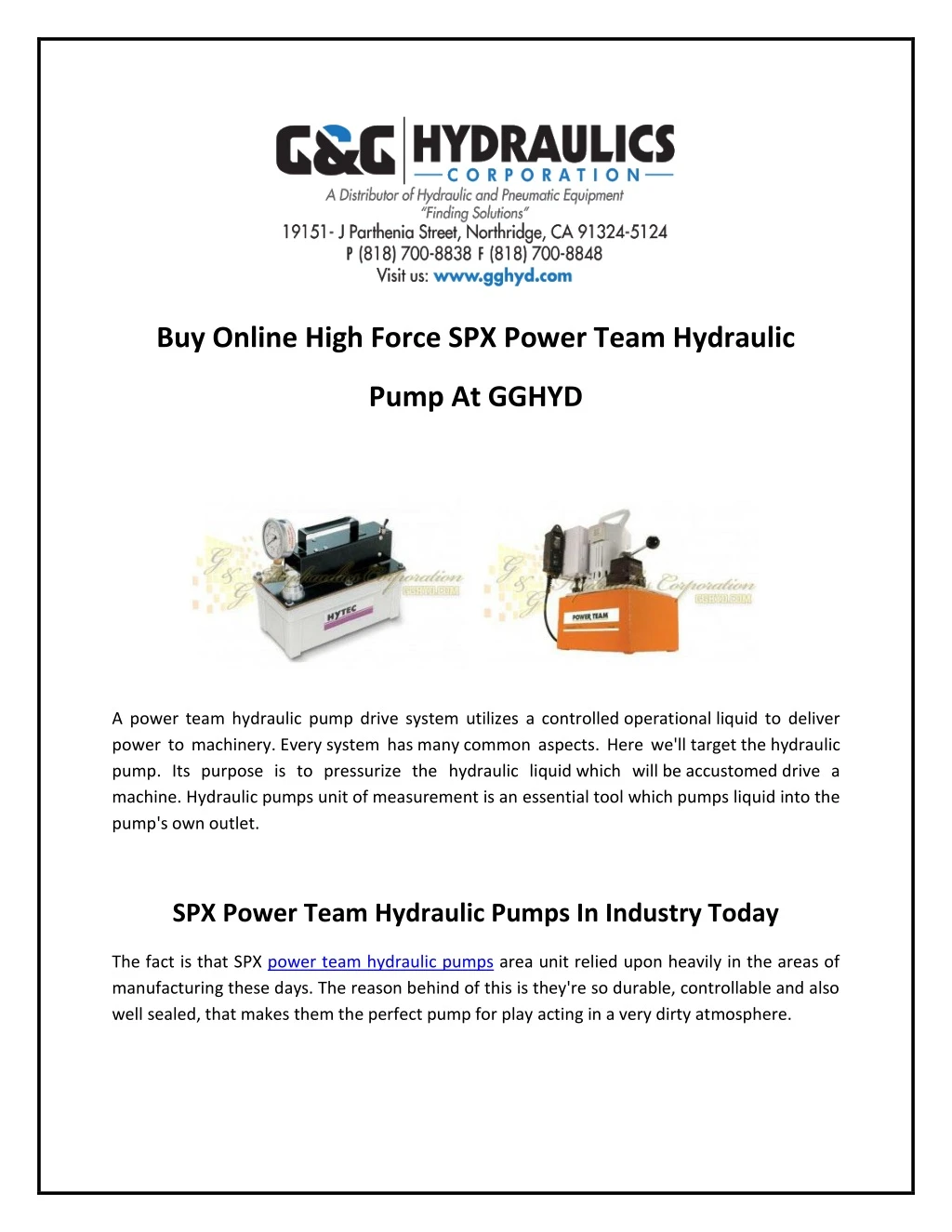 buy online high force spx power team hydraulic