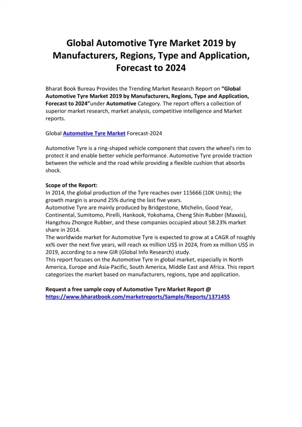 Automotive Tyre Market Forecast to 2024