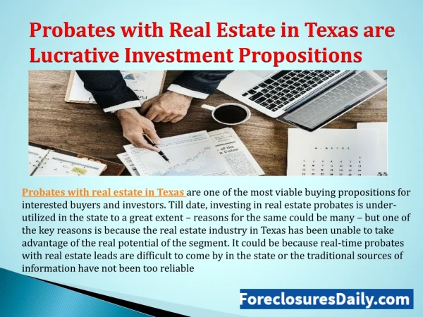 Probates with Real Estate in Texas are Lucrative Investment Propositions