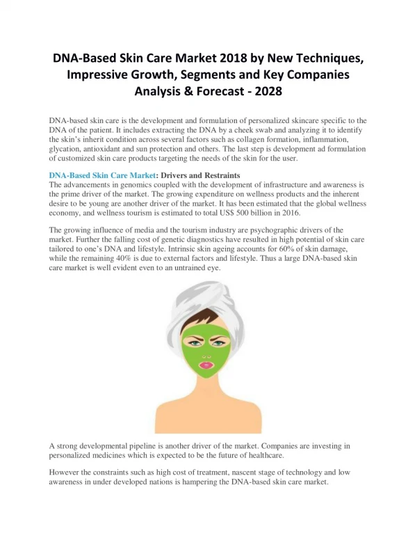 DNA-Based Skin Care Market, Share, Development forecast to 2028