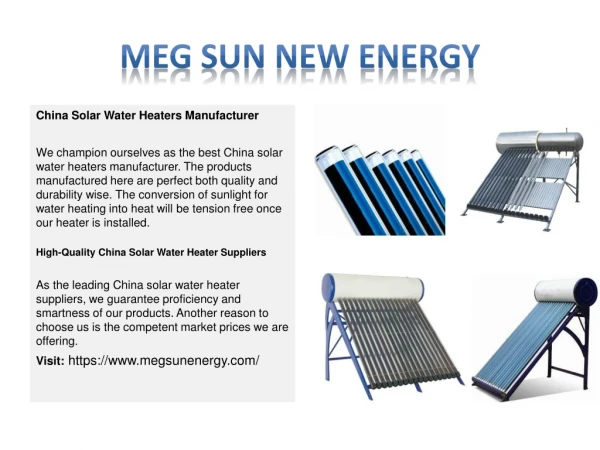 High-Quality China Solar Water Heater Suppliers