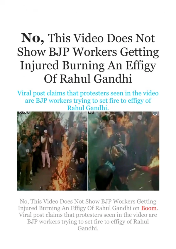 No, This Video Does Not Show BJP Workers Getting Injured Burning An Effigy Of Rahul Gandh