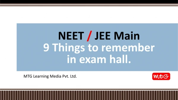 NEET and JEE main Exam hall tips