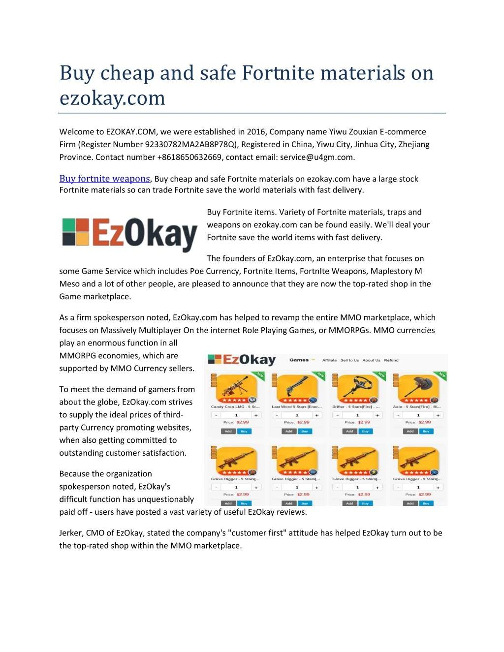 buy cheap and safe fortnite materials on ezokay