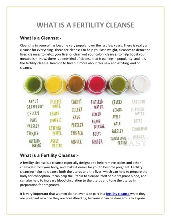 What is a Fertility Cleanse