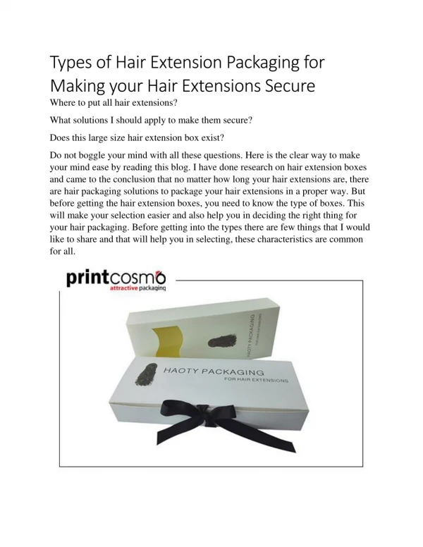 Types of Hair Extension Packaging for Making your Hair Extensions Secure