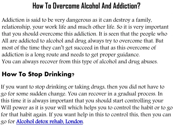 How To Overcome Alcohol And Addiction?