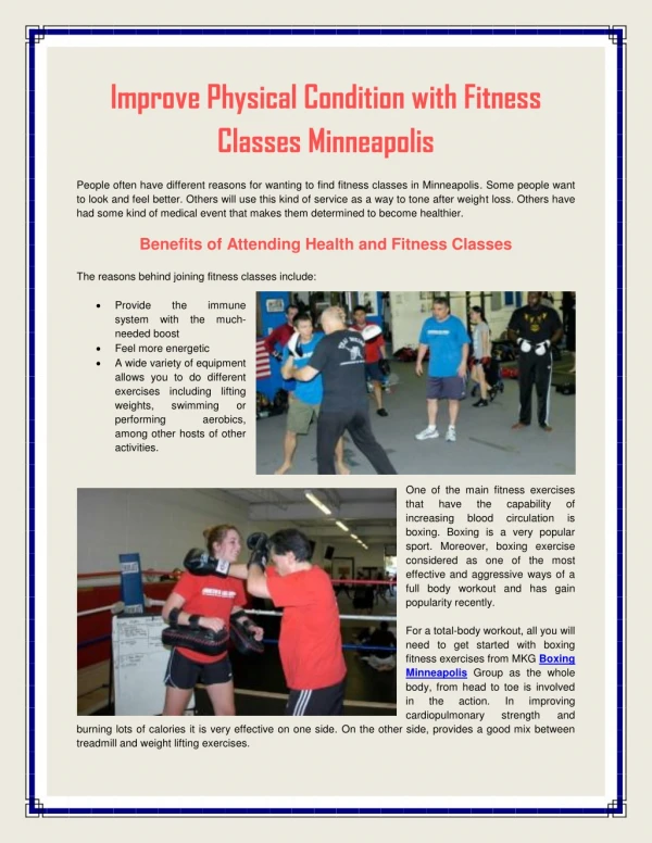 Fitness Classes Minneapolis