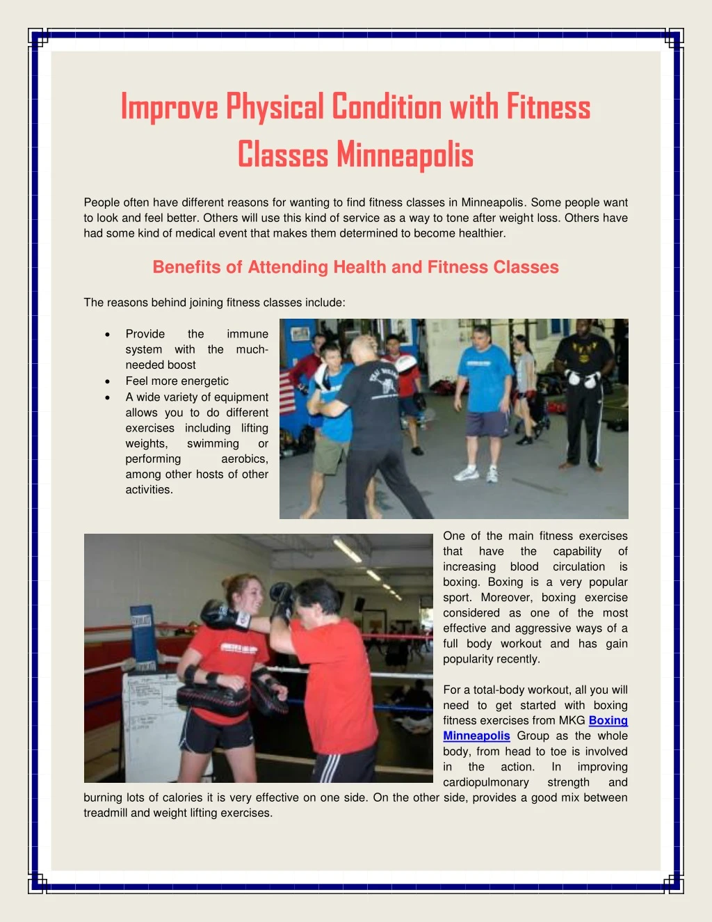 improve physical condition with fitness classes