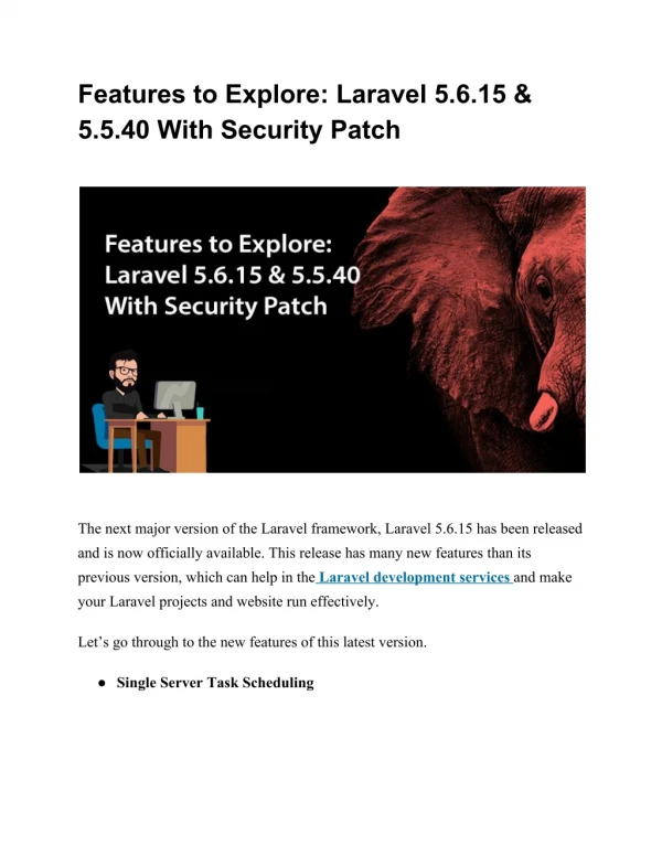 Features to Explore: Laravel 5.6.15 & 5.5.40 With Security Patch