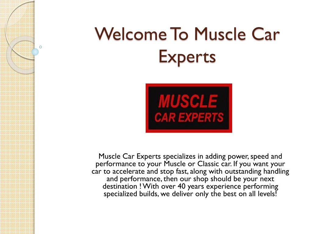 welcome to muscle car experts