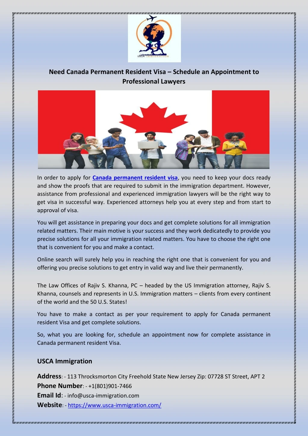 need canada permanent resident visa schedule