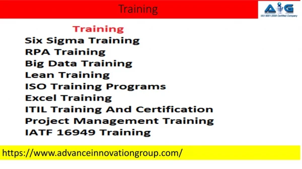 Online Training Program Six Sigma, ITIL,Lean,PMP,ISO | Advance Innovation Group
