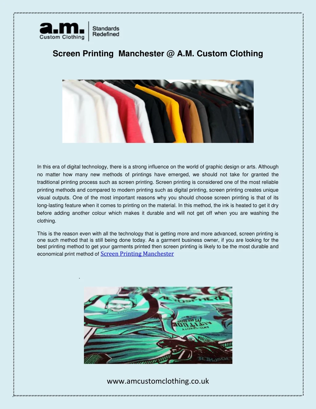 screen printing manchester @ a m custom clothing