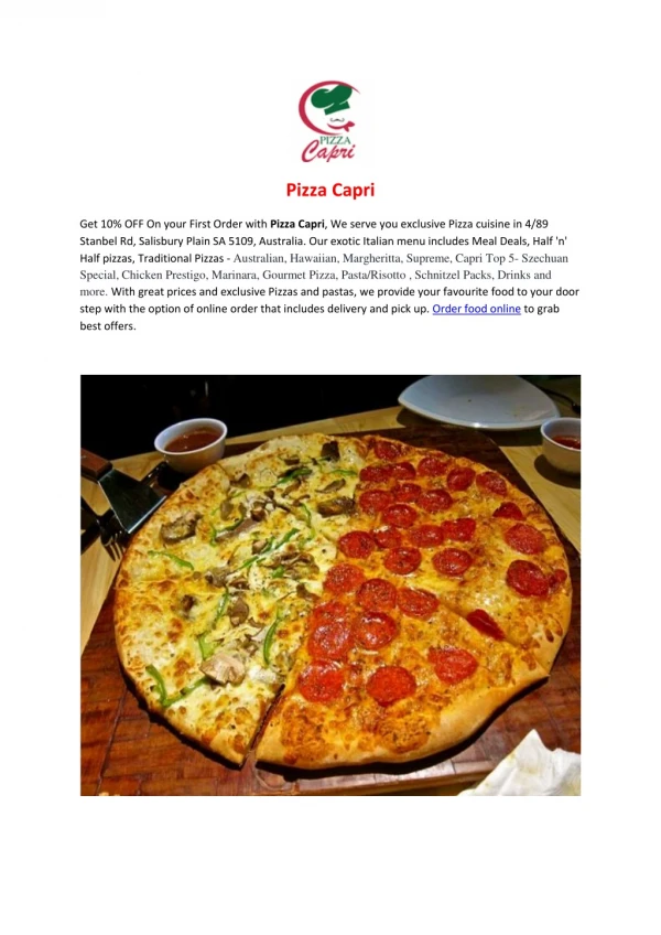 Pizza Capri-Salisbury Plain - Order Food Online