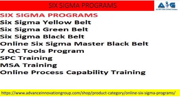 Online Six Sigma Program | Advance Innovation Group