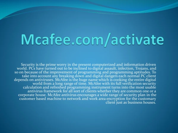 www.McAfee.com/Activate - McAfee Activate Product key