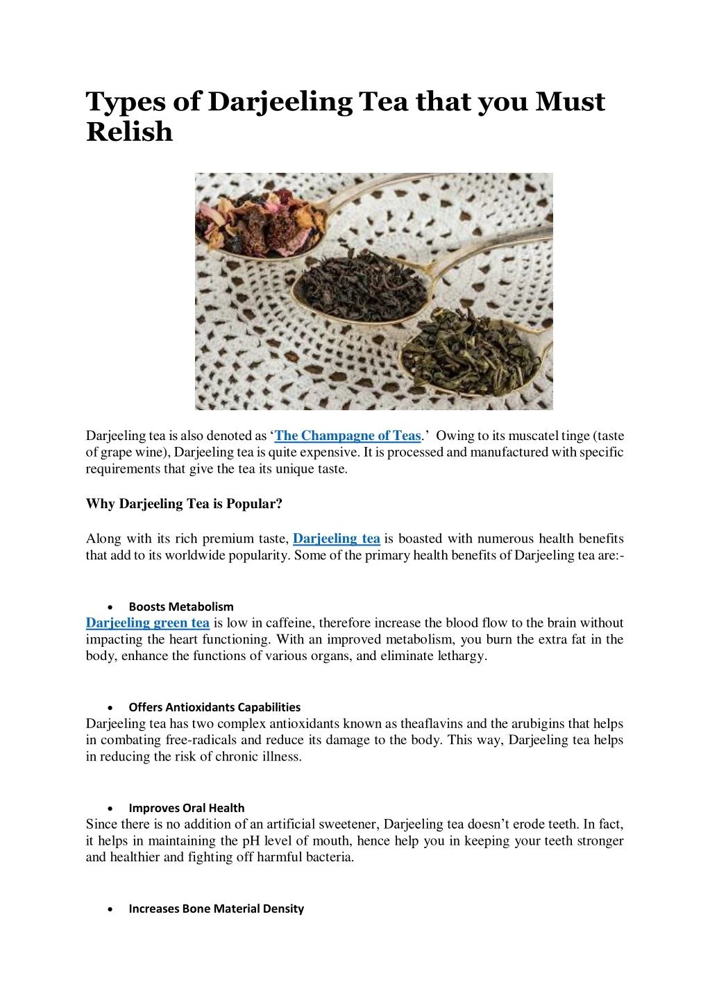 types of darjeeling tea that you must relish